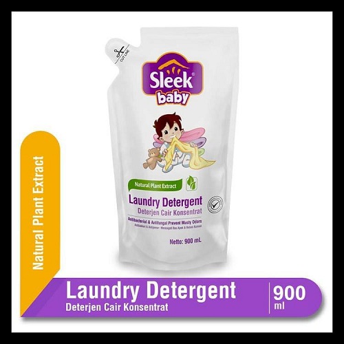 Sleek Baby Laundry Detergent Atau Deterjen Cair Konsentrat Kemasan Pouch 900ml